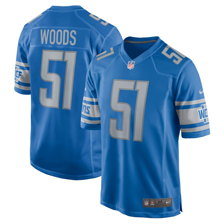 Men Detroit Lions #51 Josh Woods Nike Blue Player Game NFL Jersey->detroit lions->NFL Jersey